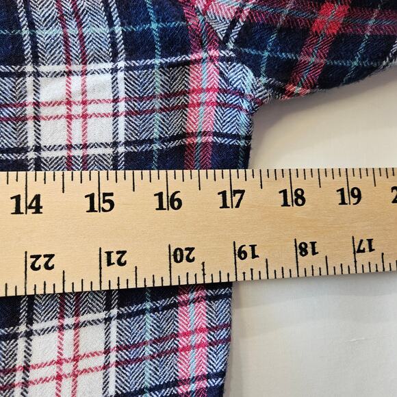 BeachLunchLounge Plaid Button Up Flannel Blue Pink Size Small - Picture 6 of 7